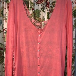 Coral Free People Lace Top. Sz M